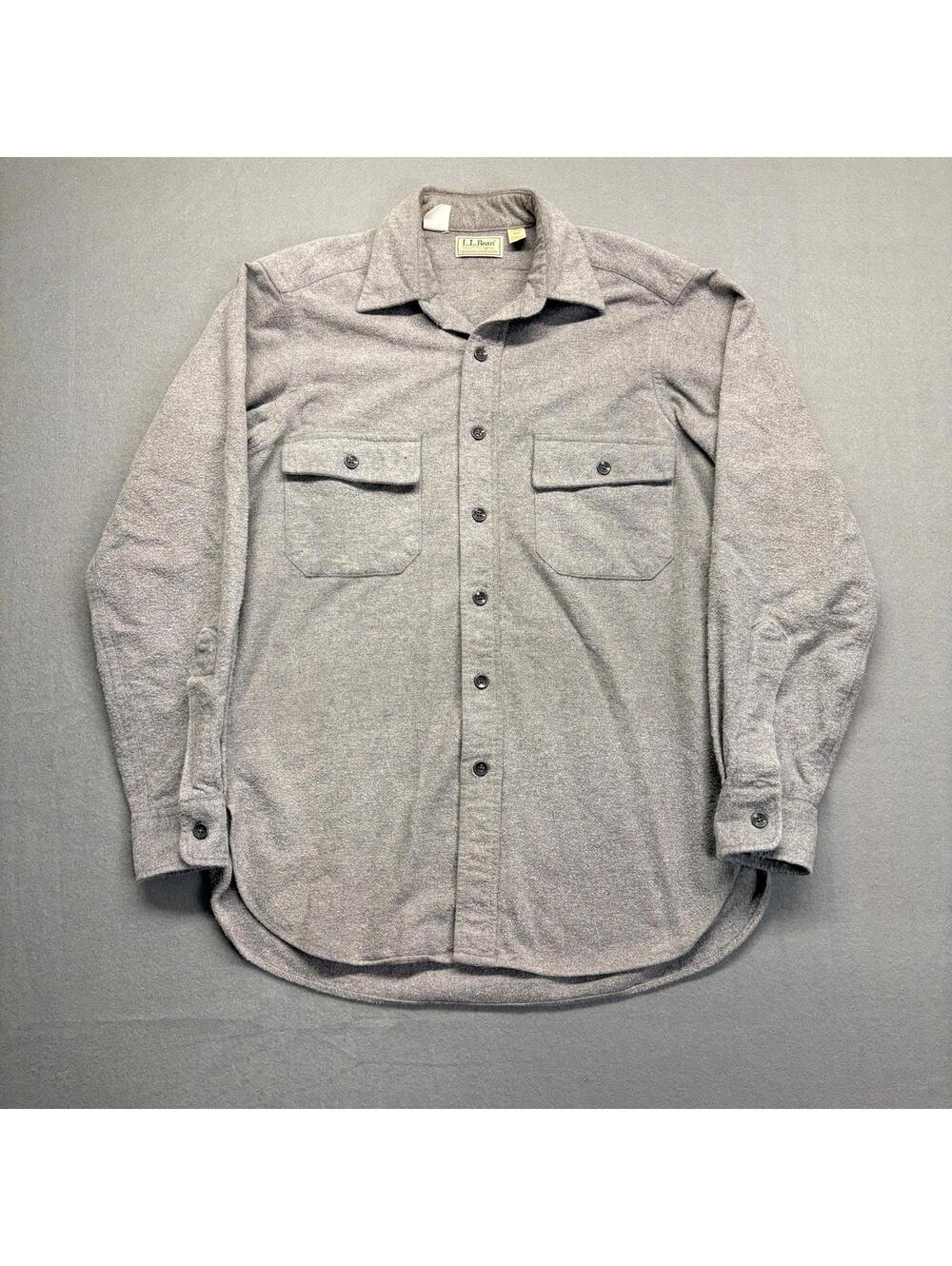 L.L. Bean Chamois Cloth Shirt Grey Size Large Made in USA